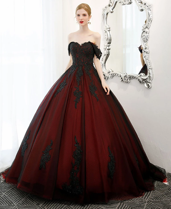 Black And Red Ball Gown