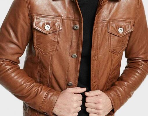 Brown Leather Jacket Man