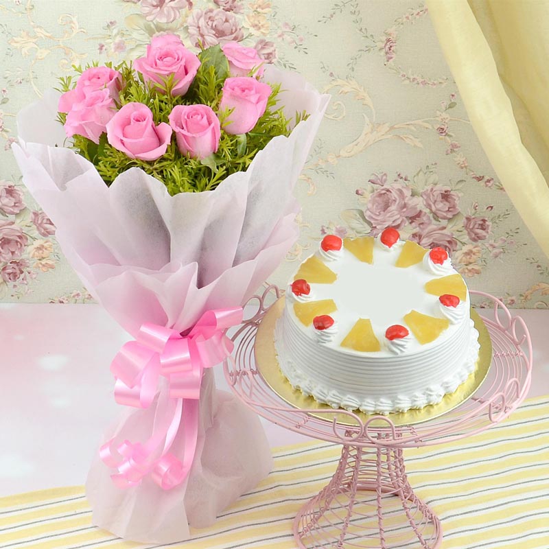 flowers and cake