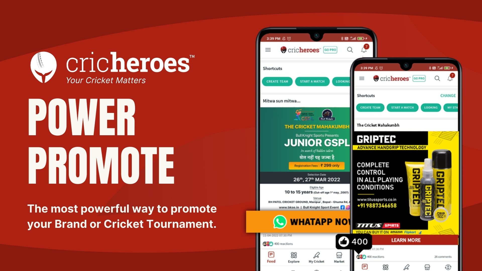 Cricket Advertising - Power Promote - CricHeroes