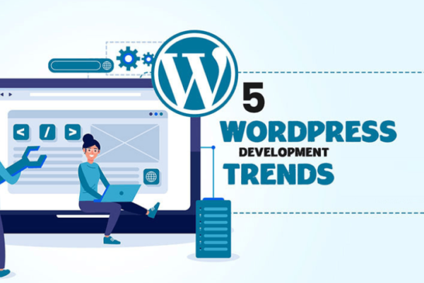 Graphic showcasing the top WordPress website development trends for 2024, including AI tools, headless CMS, and enhanced security.